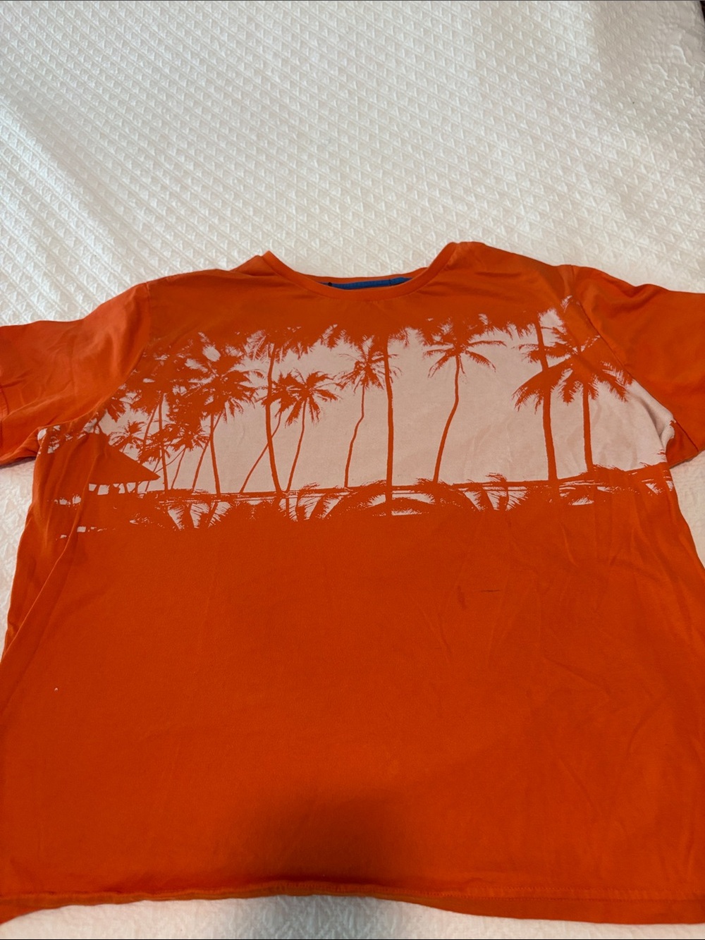 Men's Orange Short-Sleeve Palm-Print Tee